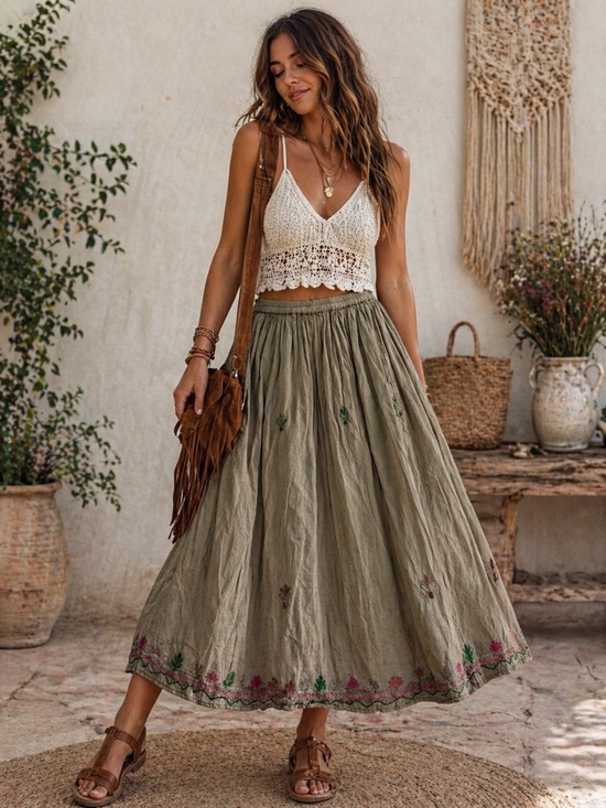Young Threads Dresses & Skirts - Young Threads Boho Embroidered Skirt NWT